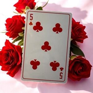 3/$25 Christian Dior 5 of Clubs Red Playing Card in Protective Case